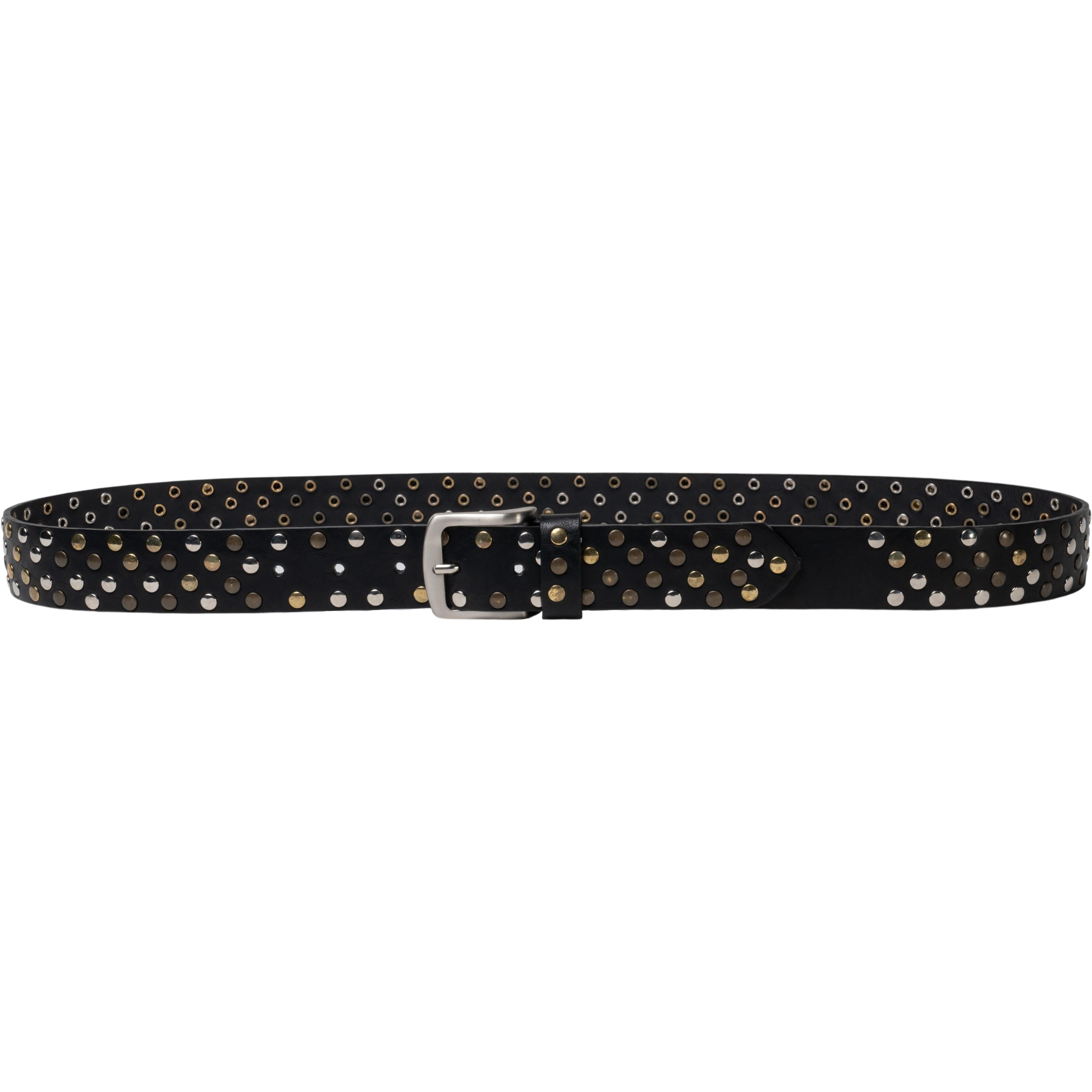 Cintura in pelle nera con borchie metalliche unisex