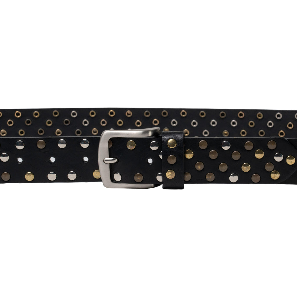 Cintura in pelle nera con borchie metalliche unisex