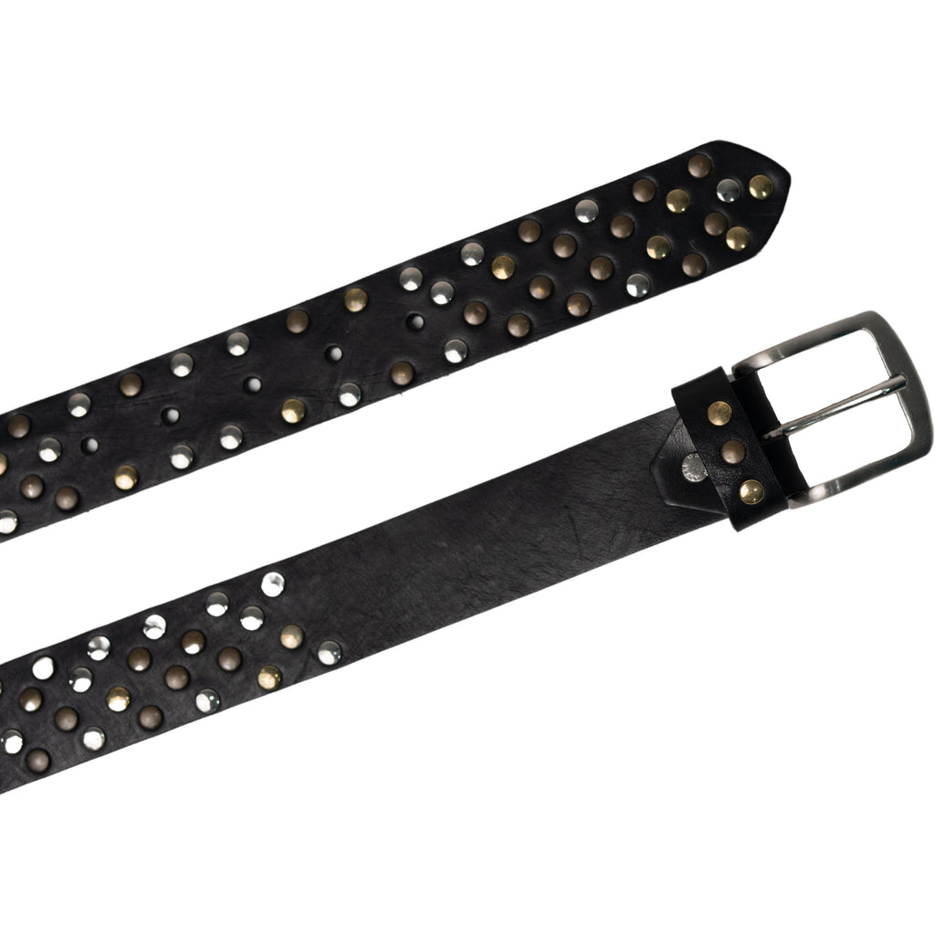 Cintura in pelle nera con borchie metalliche unisex