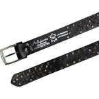 Cintura in pelle nera con borchie metalliche unisex