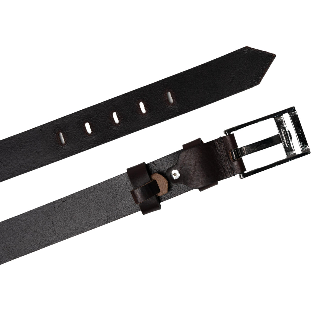 Cintura in pelle testa di moro fibbia rettangolare con ardiglione piatto