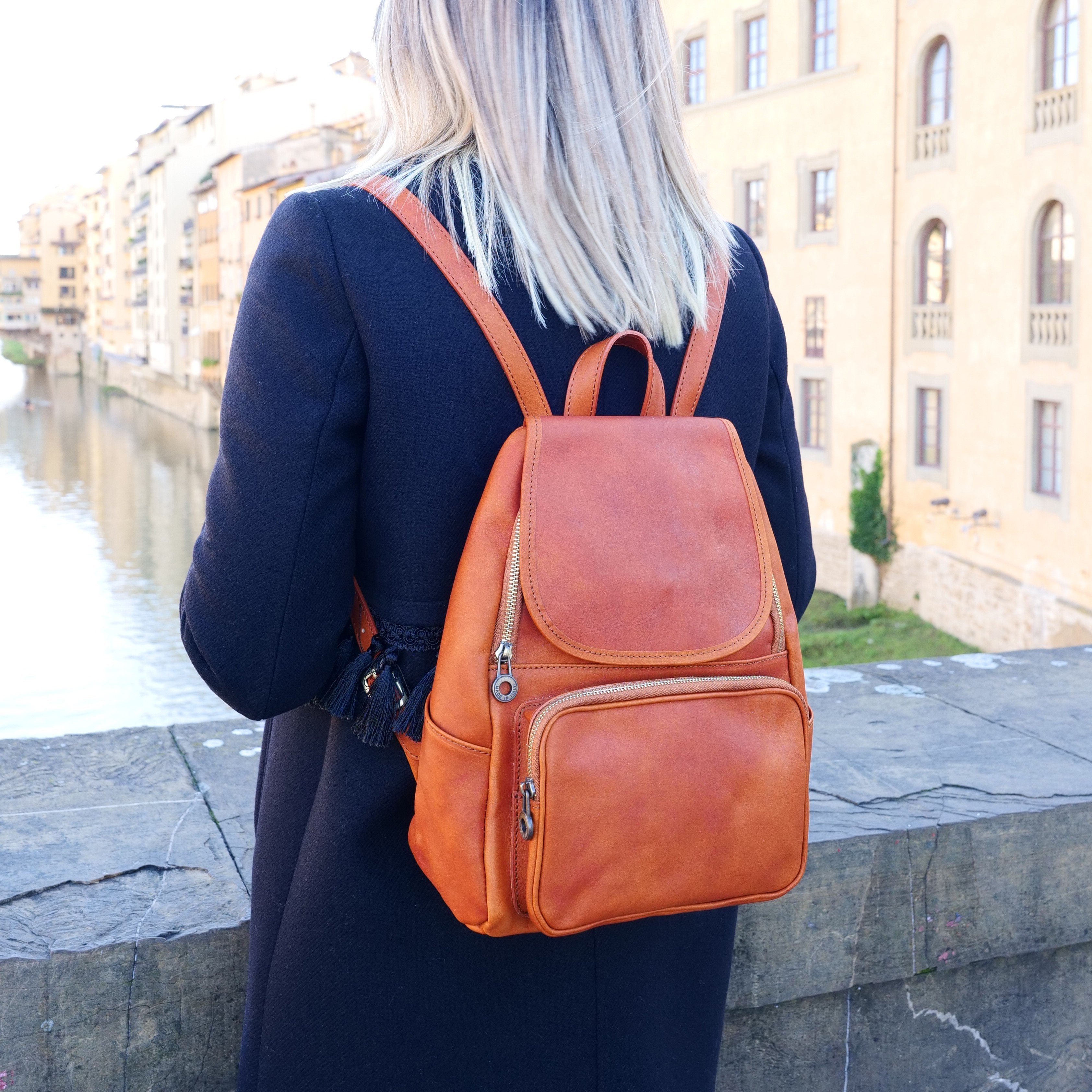 Zaino donna in pelle di vitello 100% Handmade in Italy