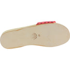 Zoccoli di legno artigianali da uomo con fascia in pelle rossa