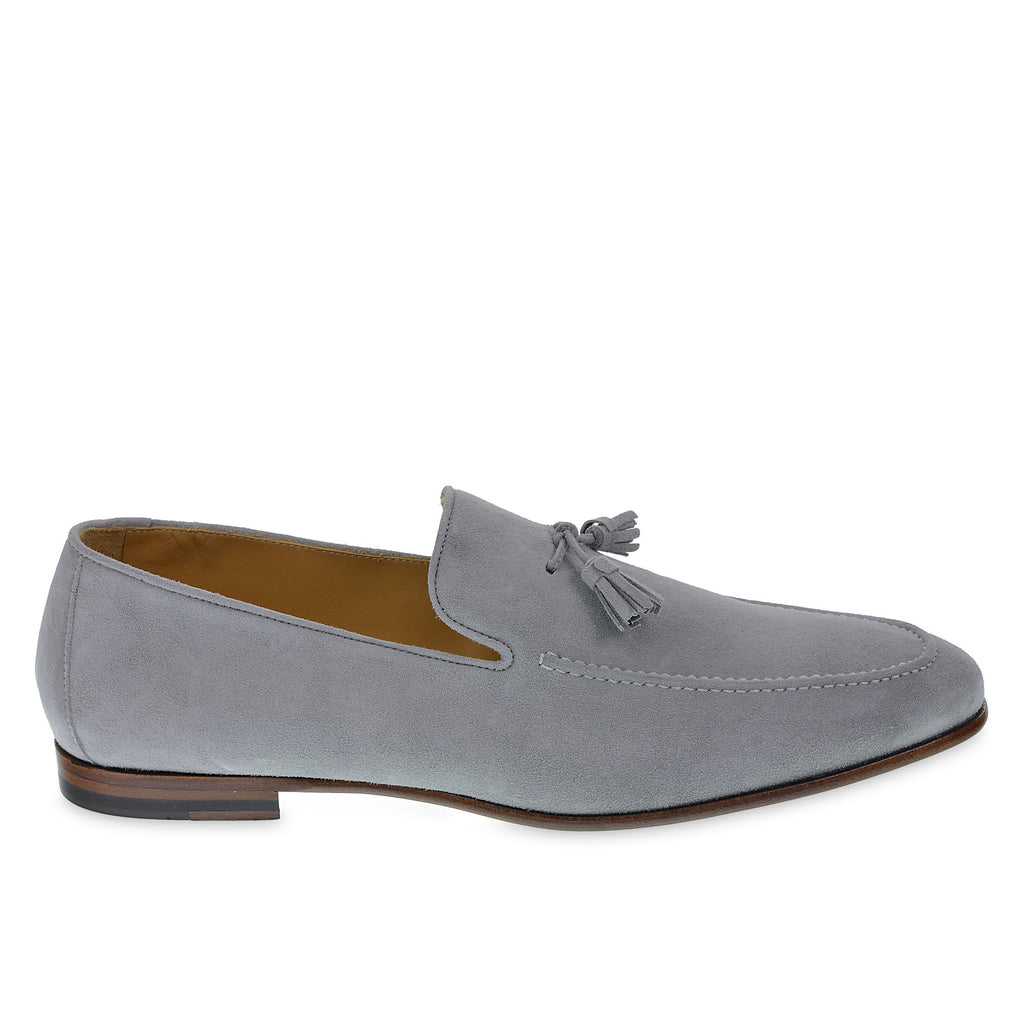 Gray suede tassel loafer by Fratelli Borgioli – handmade
