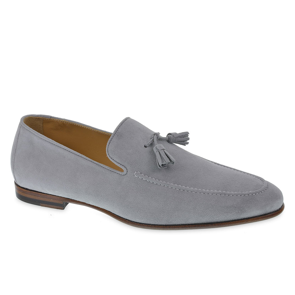 Gray suede tassel loafer by Fratelli Borgioli – handmade