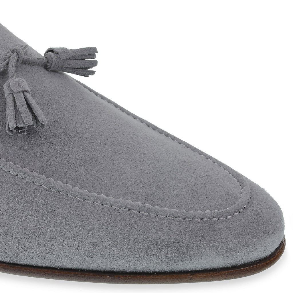 Gray suede tassel loafer by Fratelli Borgioli – handmade