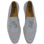 Gray suede tassel loafer by Fratelli Borgioli – handmade
