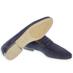 Penny moccasin in blue suede by Fratelli Borgioli – handmade