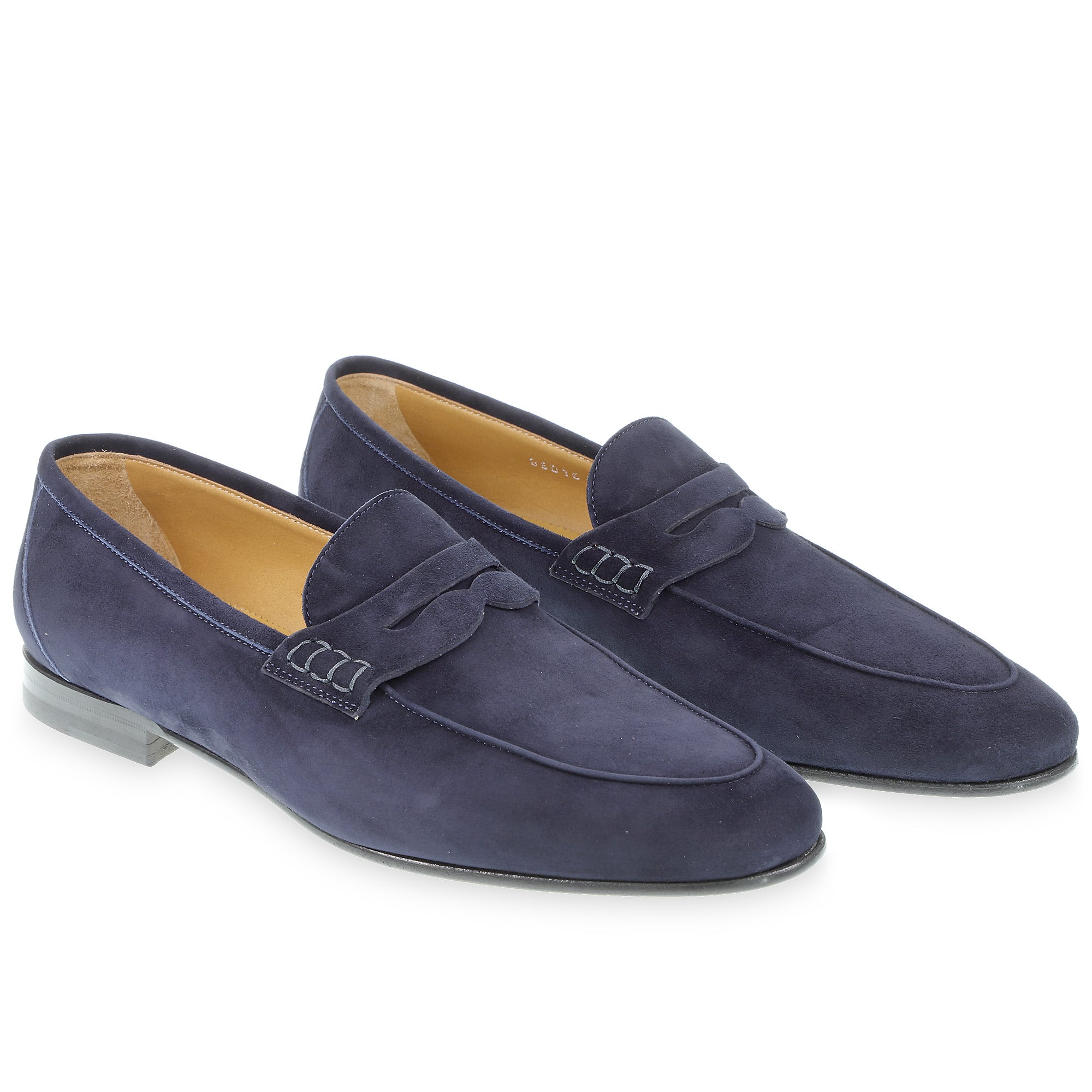 Mocassin penny en daim bleu par Fratelli Borgioli – faits main
