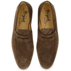 Brown suede penny loafers by Fratelli Borgioli – handcrafted