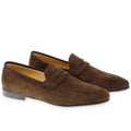 Brown suede penny loafers by Fratelli Borgioli – handcrafted