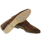 Brown suede penny loafers by Fratelli Borgioli – handcrafted
