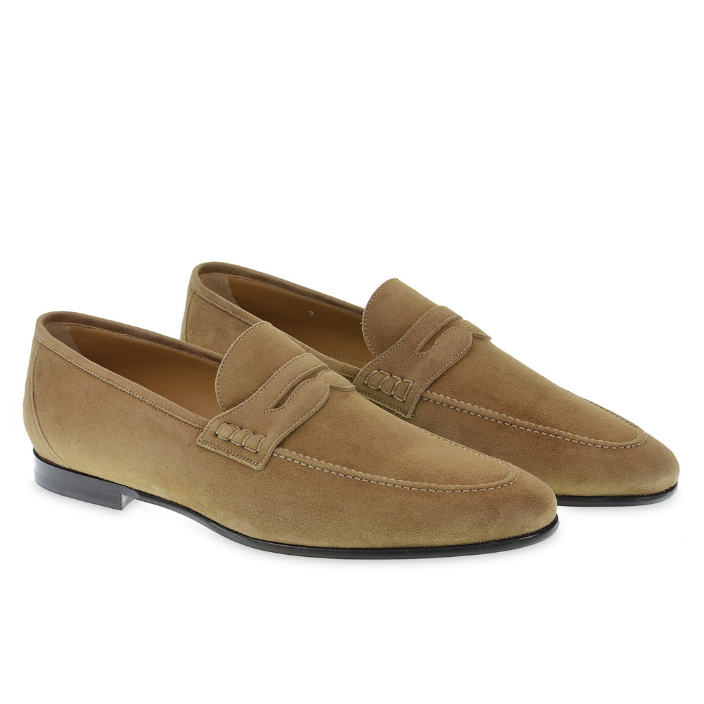 Beige suede penny loafer by Fratelli Borgioli – made by hand