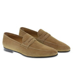 Beige suede penny loafer by Fratelli Borgioli – made by hand