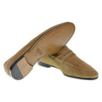 Beige suede penny loafer by Fratelli Borgioli – made by hand