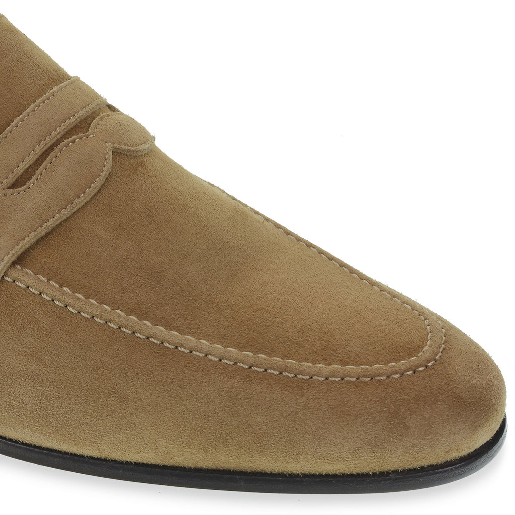 Beige suede penny loafer by Fratelli Borgioli – made by hand