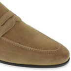 Beige suede penny loafer by Fratelli Borgioli – made by hand