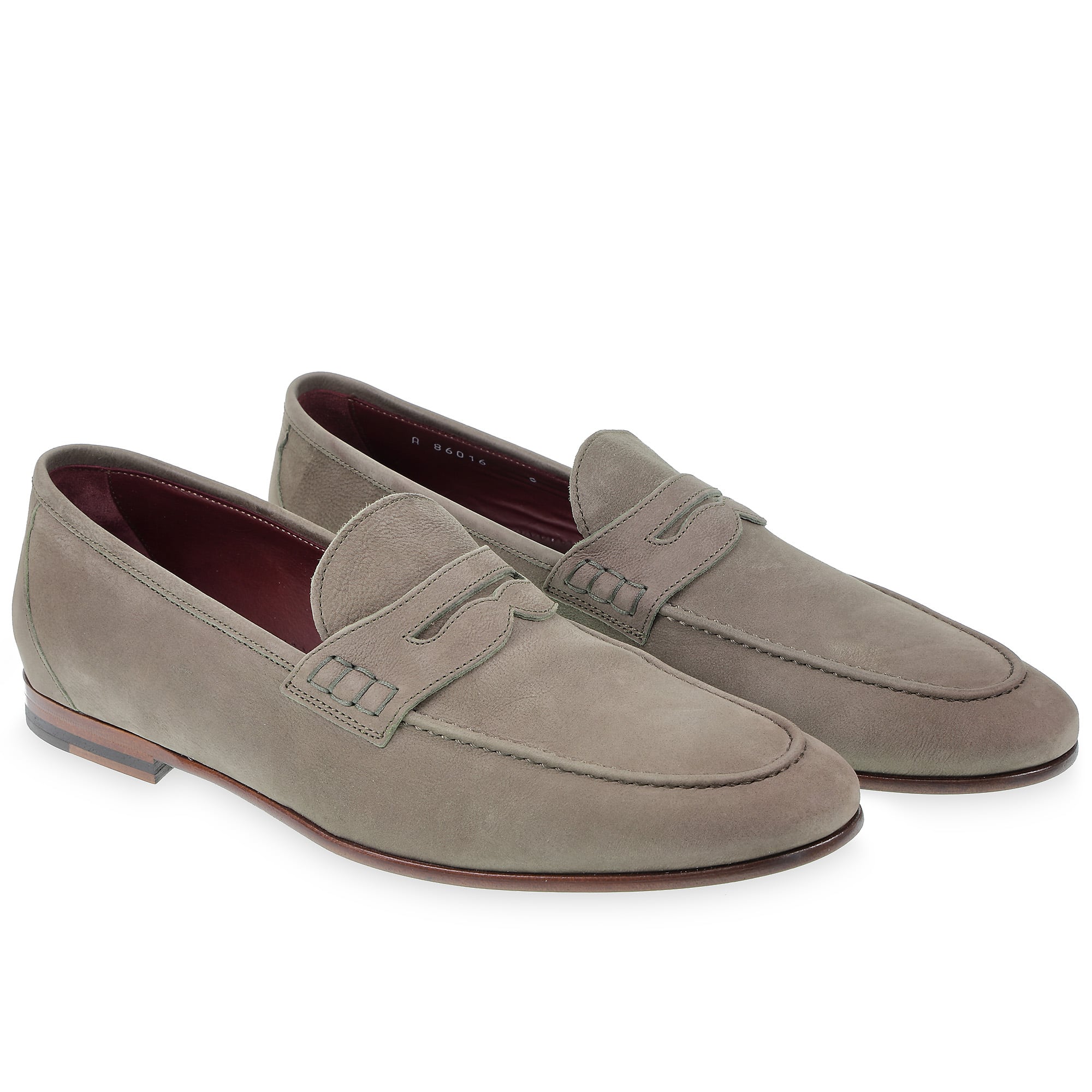 Penny loafer in gray nubuck leather by Fratelli Borgioli – handcrafted