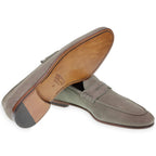Penny loafer in gray nubuck leather by Fratelli Borgioli – handcrafted