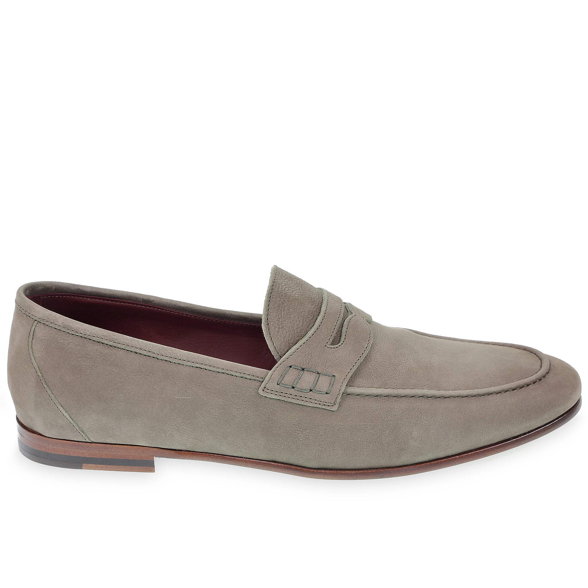 Penny loafer in gray nubuck leather by Fratelli Borgioli – handcrafted