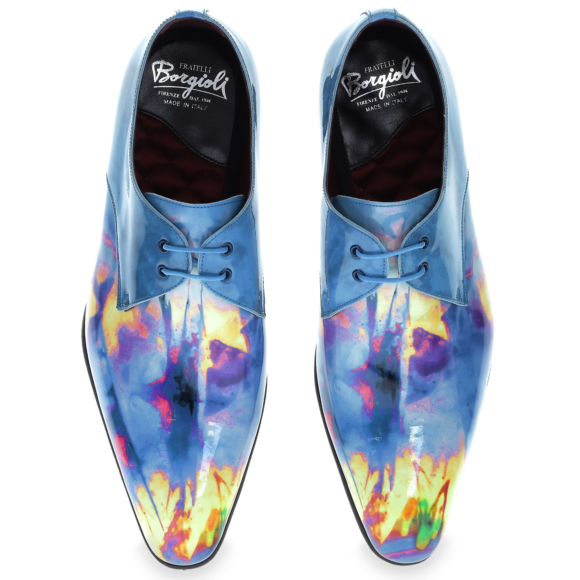Psychedelic patent leather ceremonial derby - Fratelli Borgioli - Italian craftsmanship (handcrafted)