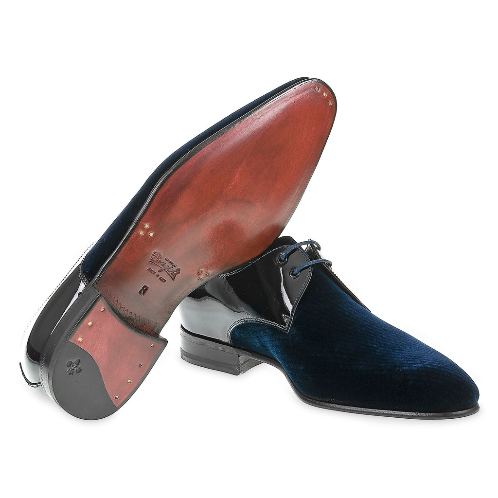 Derby in Printed Velvet and Patent - Fratelli Borgioli - Italian Craftsmanship (handmade)