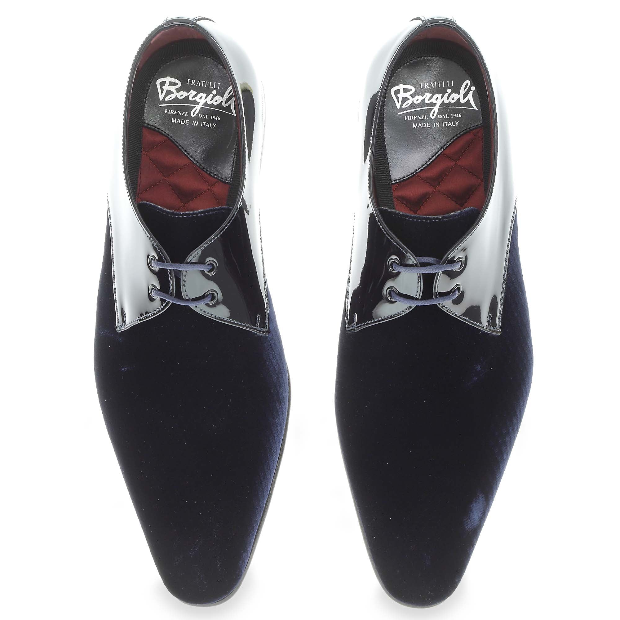 Derby in Printed Velvet and Patent - Fratelli Borgioli - Italian Craftsmanship (handmade)