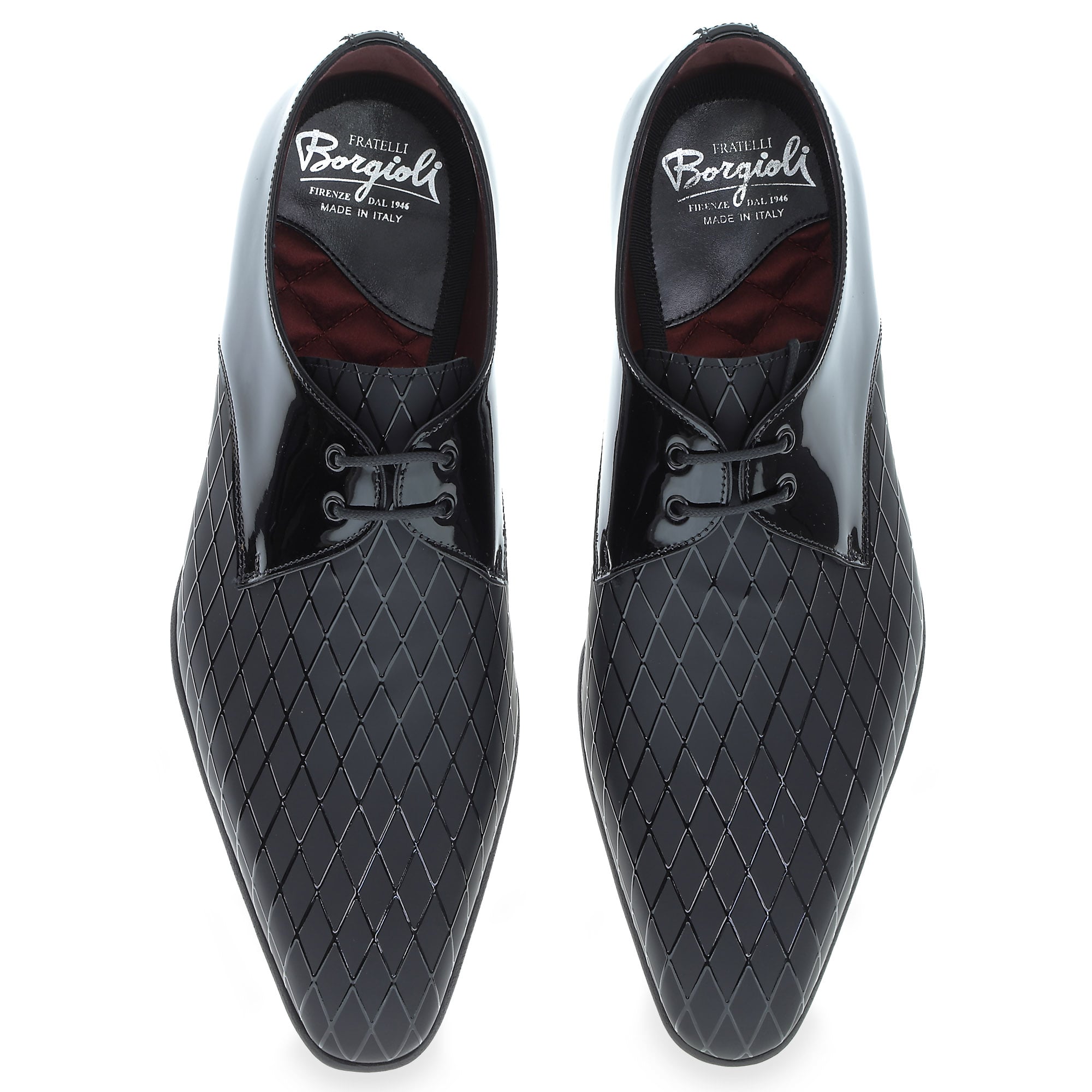 Formal shoes in Diamond Printed Patent Leather - Fratelli Borgioli - Italian Craftsmanship (made by hand)