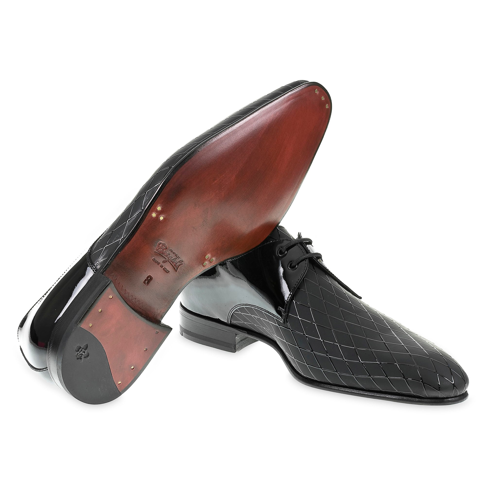 Formal shoes in Diamond Printed Patent Leather - Fratelli Borgioli - Italian Craftsmanship (made by hand)