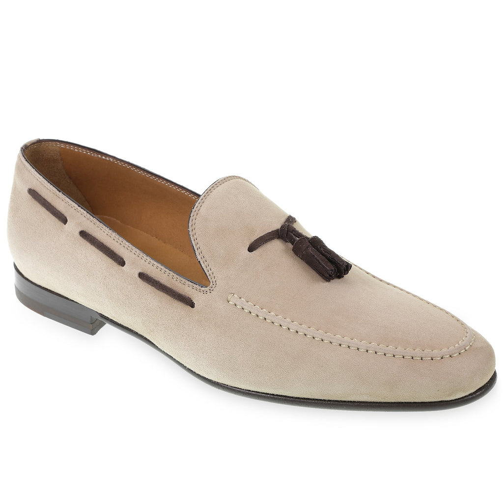 Tassels loafers in beige suede leather by Fratelli Borgioli – handmade