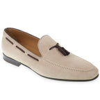 Tassels loafers in beige suede leather by Fratelli Borgioli – handmade