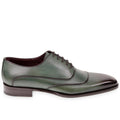 Men's oxford shoes in hand-dyed green leather by Fratelli Borgioli