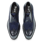 Wingtip derbies in midnight blue leather - Fratelli Borgioli - Italian craftsmanship (handmade)