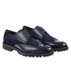 Wingtip derbies in midnight blue leather - Fratelli Borgioli - Italian craftsmanship (handmade)