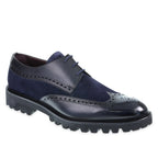Wingtip derbies in midnight blue leather - Fratelli Borgioli - Italian craftsmanship (handmade)