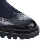 Wingtip derbies in midnight blue leather - Fratelli Borgioli - Italian craftsmanship (handmade)