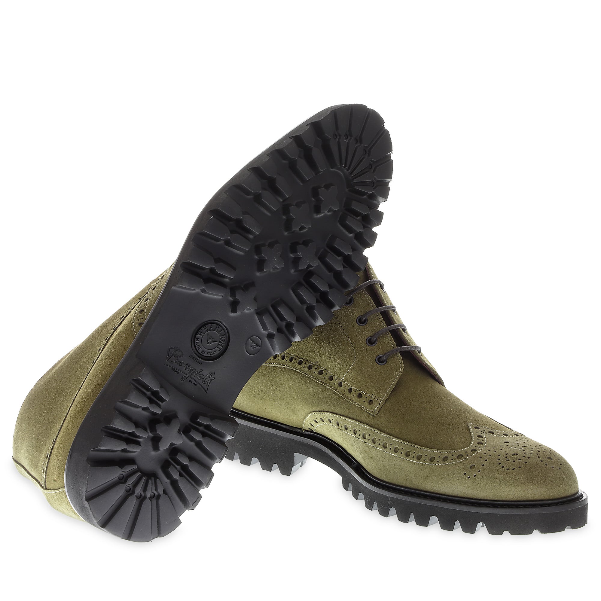Brogue boot in clay-colored suede - Fratelli Borgioli - Italian craftsmanship (made by hand)