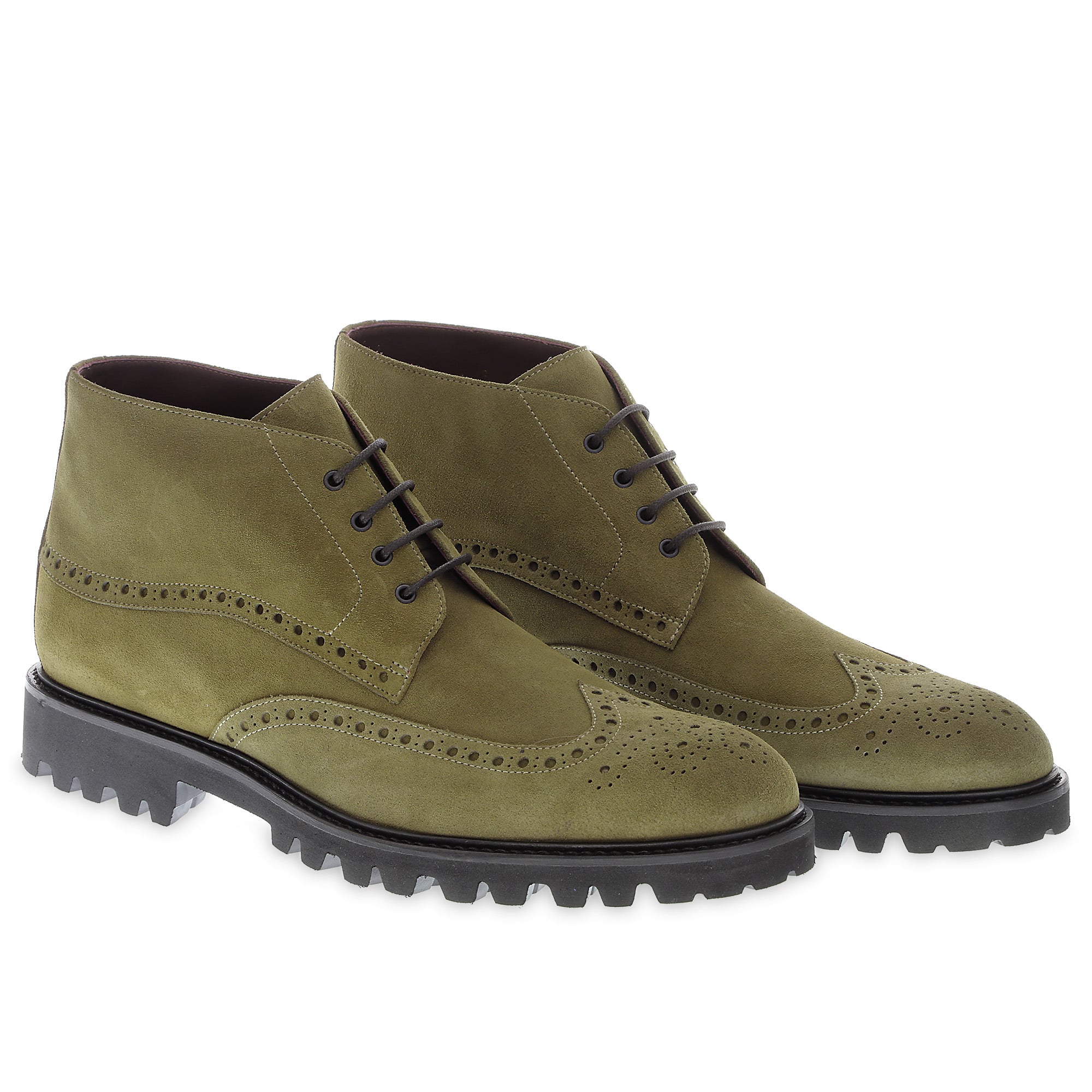 Brogue boot in clay-colored suede - Fratelli Borgioli - Italian craftsmanship (made by hand)