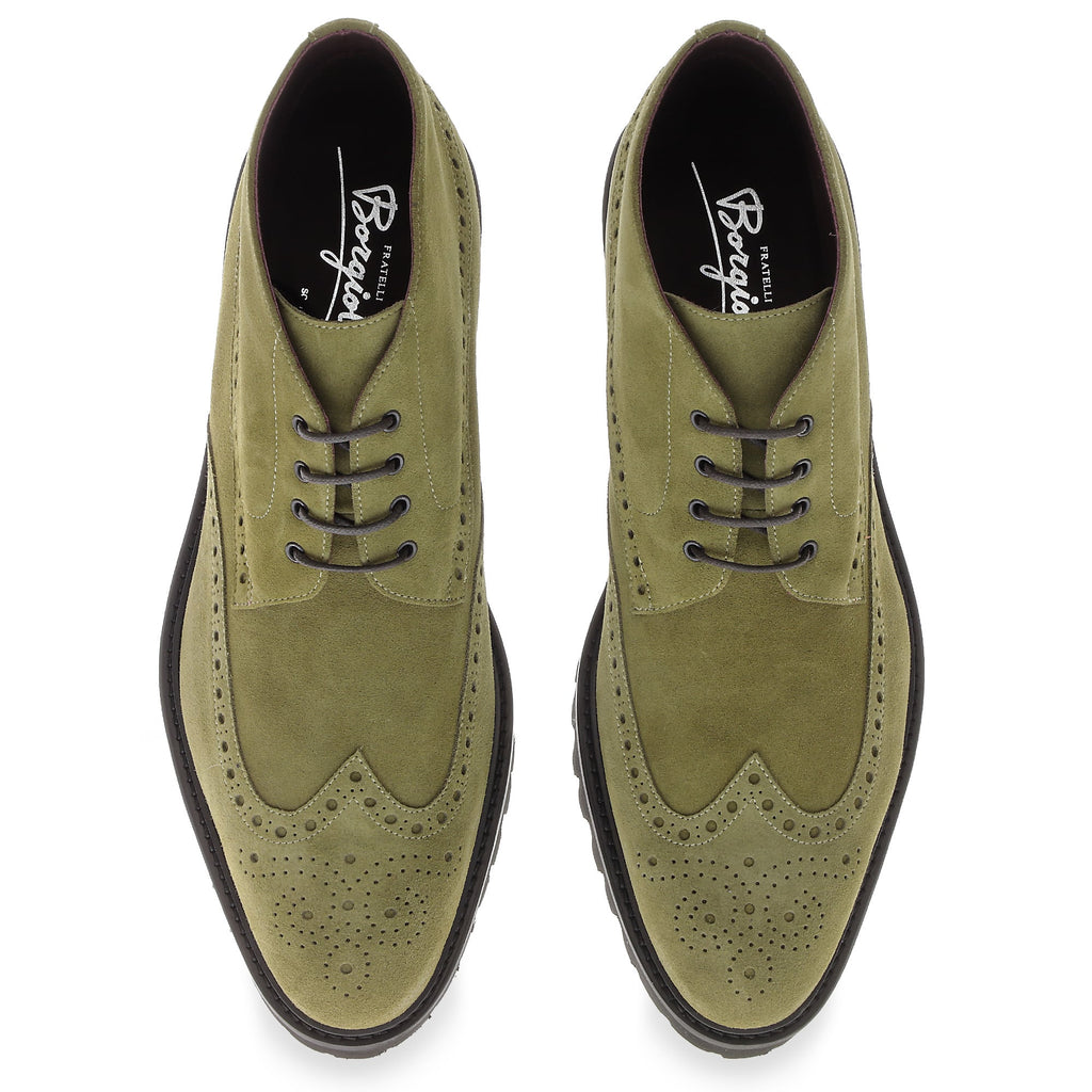 Brogue boot in clay-colored suede - Fratelli Borgioli - Italian craftsmanship (made by hand)