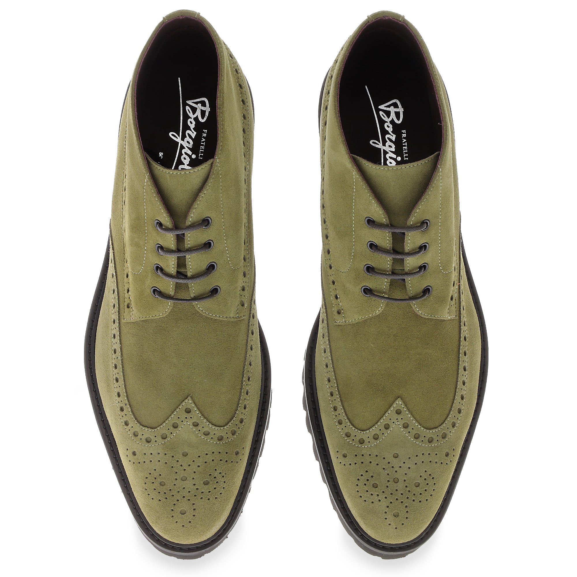 Brogue boot in clay-colored suede - Fratelli Borgioli - Italian craftsmanship (made by hand)