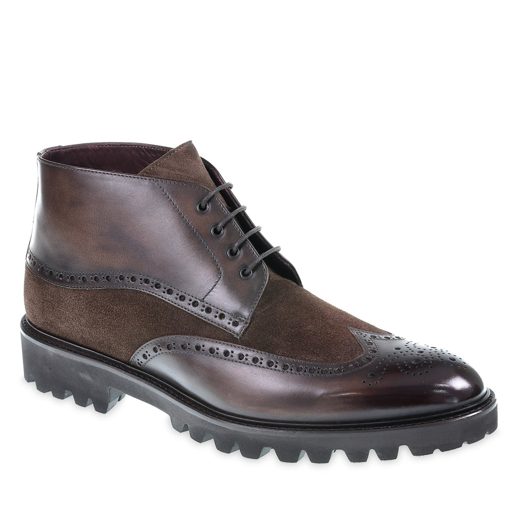 Brown leather and suede brogue boots - Fratelli Borgioli – handmade