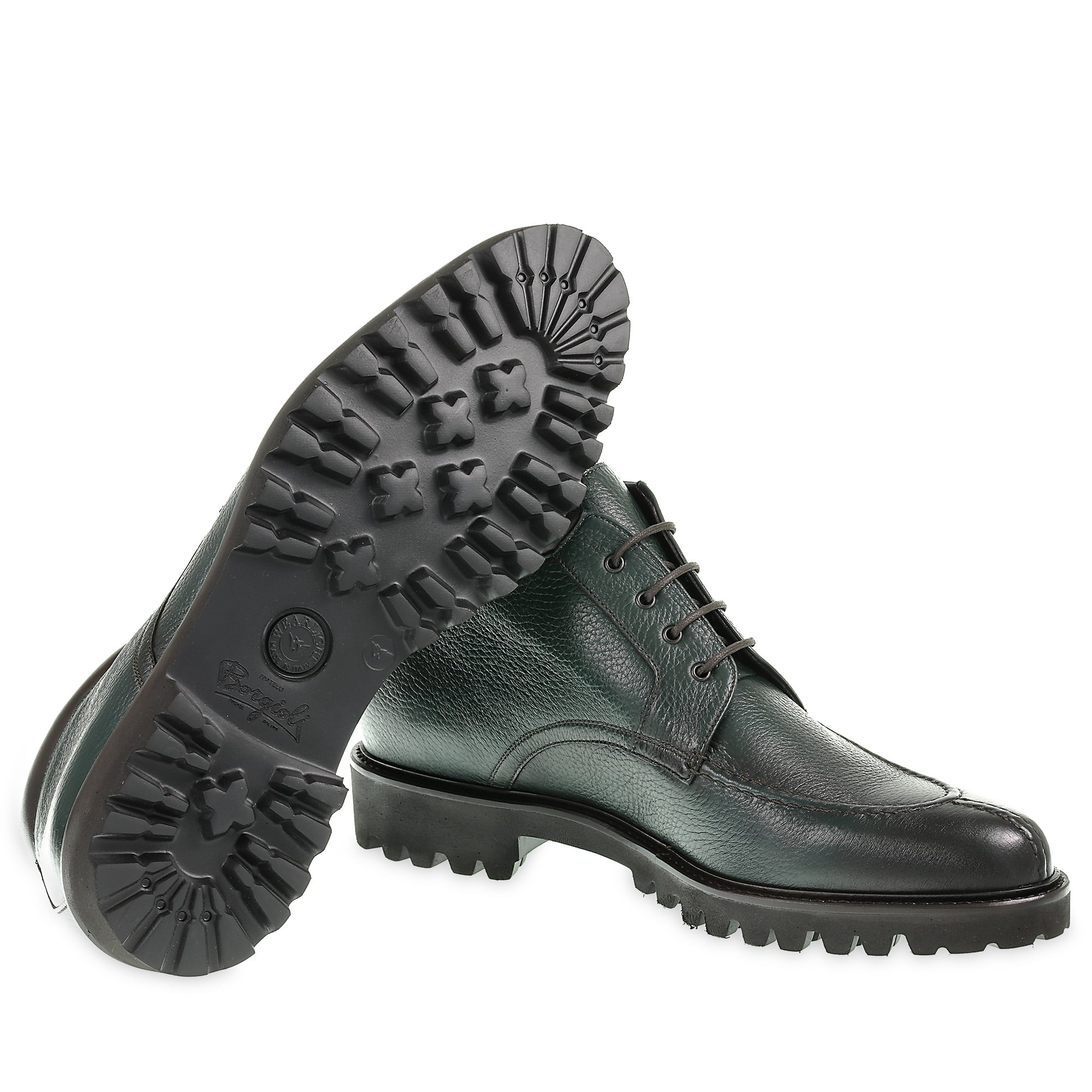 Bottle green deerskin ankle boot - Fratelli Borgioli - Italian craftsmanship (handcrafted)