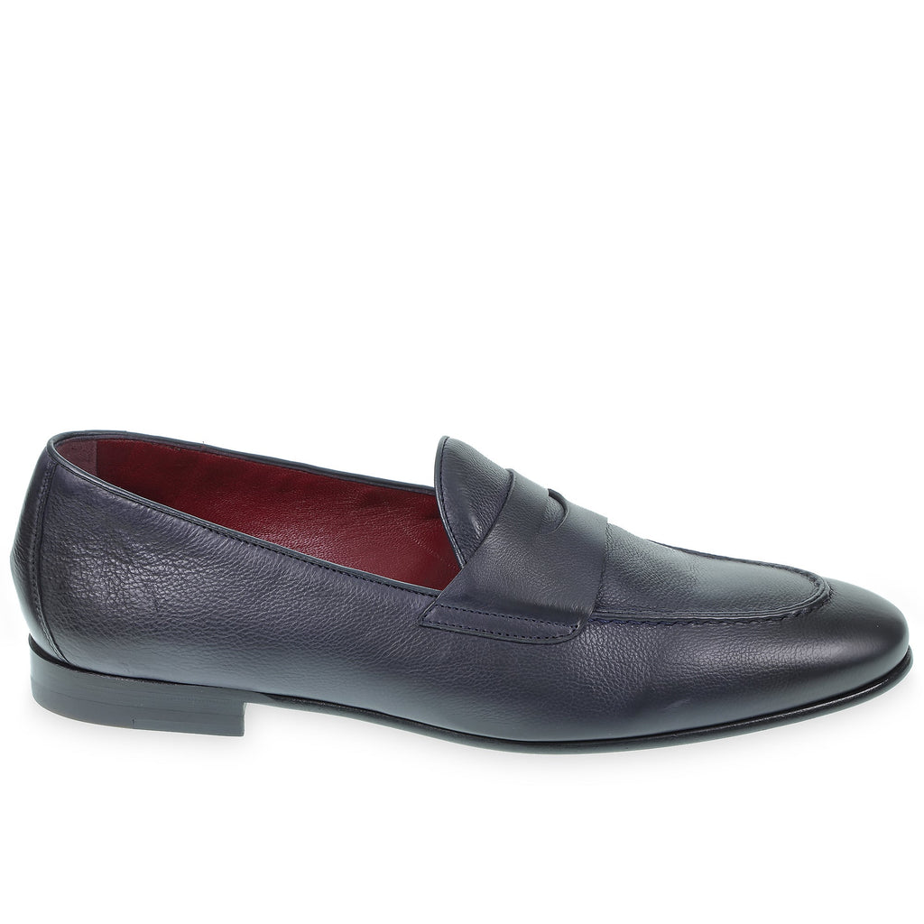 Penny loafer in soft blue calfskin by Fratelli Borgioli – made by hand