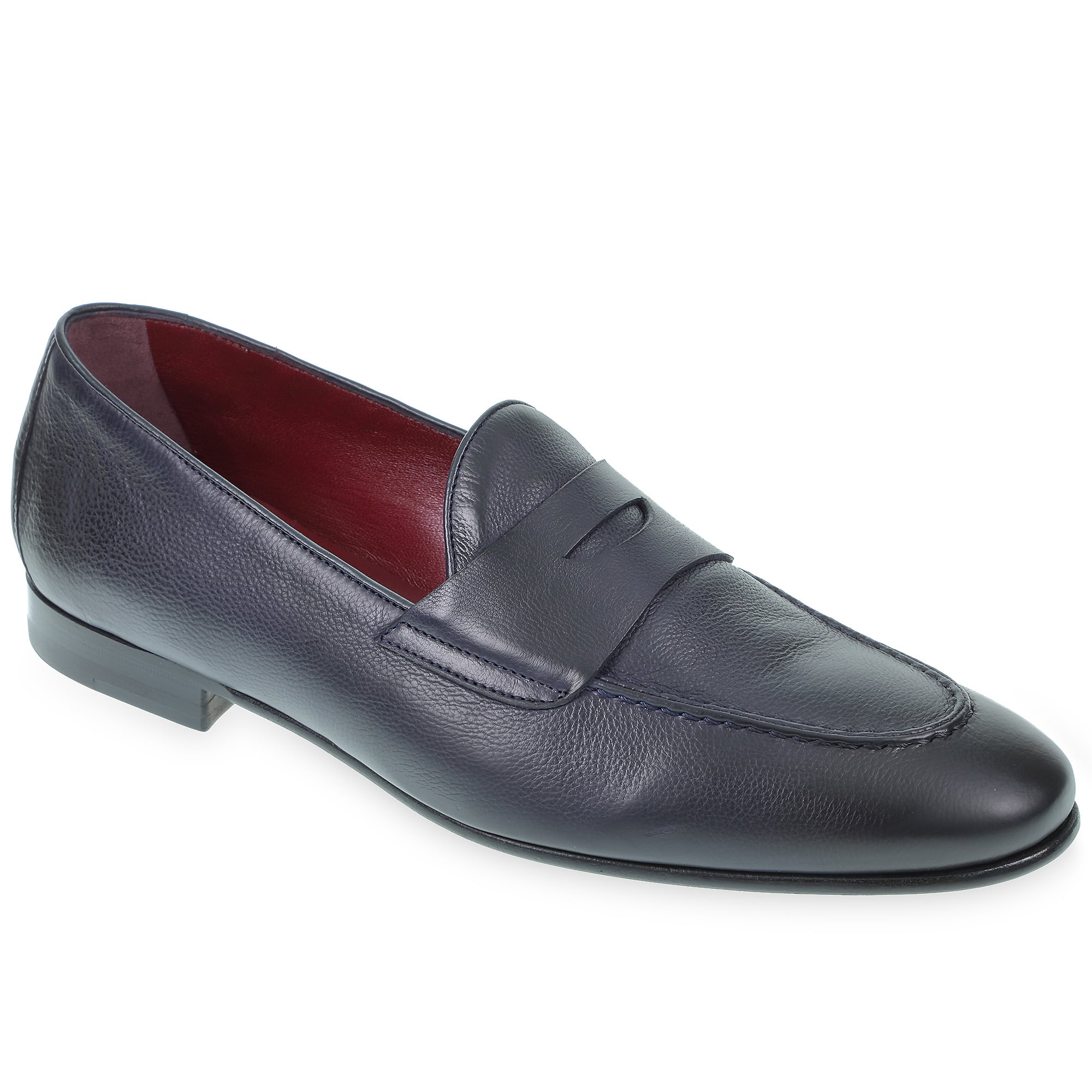 Mocassin Penny en cuir de veau bleu souple par Fratelli Borgioli – faits main