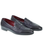 Penny loafer in soft blue calfskin by Fratelli Borgioli – made by hand