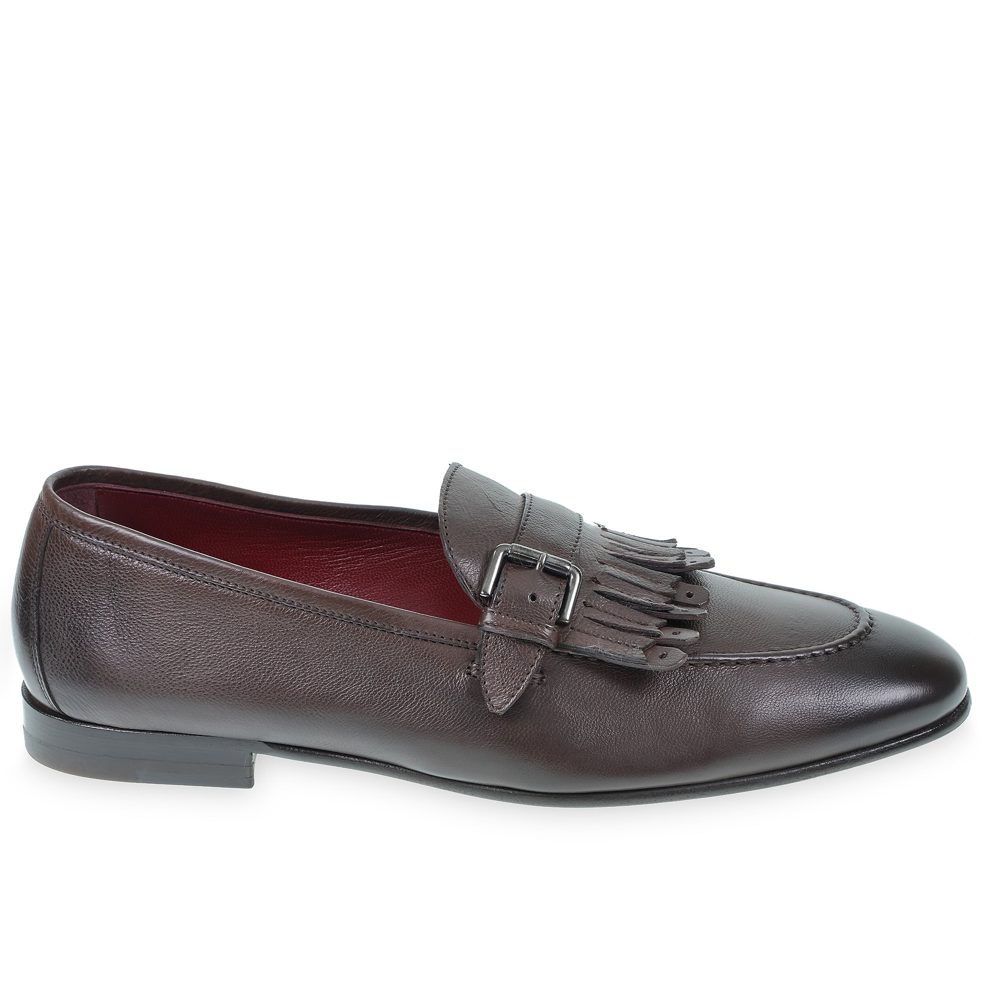 Fringe loafers in soft dark brown leather by Fratelli Borgioli – handcrafted