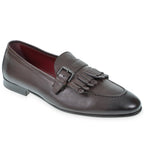 Fringe loafers in soft dark brown leather by Fratelli Borgioli – handcrafted
