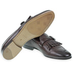 Fringe loafers in soft dark brown leather by Fratelli Borgioli – handcrafted