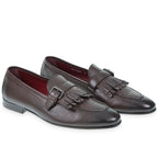 Fringe loafers in soft dark brown leather by Fratelli Borgioli – handcrafted