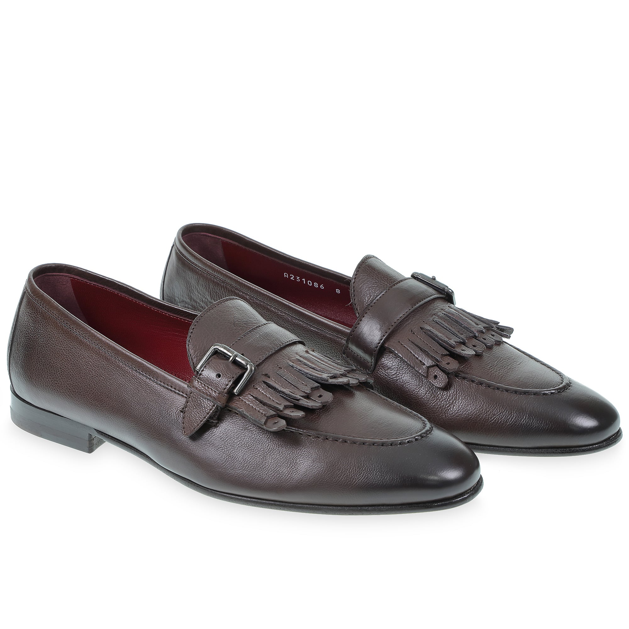 Fringe loafers in soft dark brown leather by Fratelli Borgioli – handcrafted